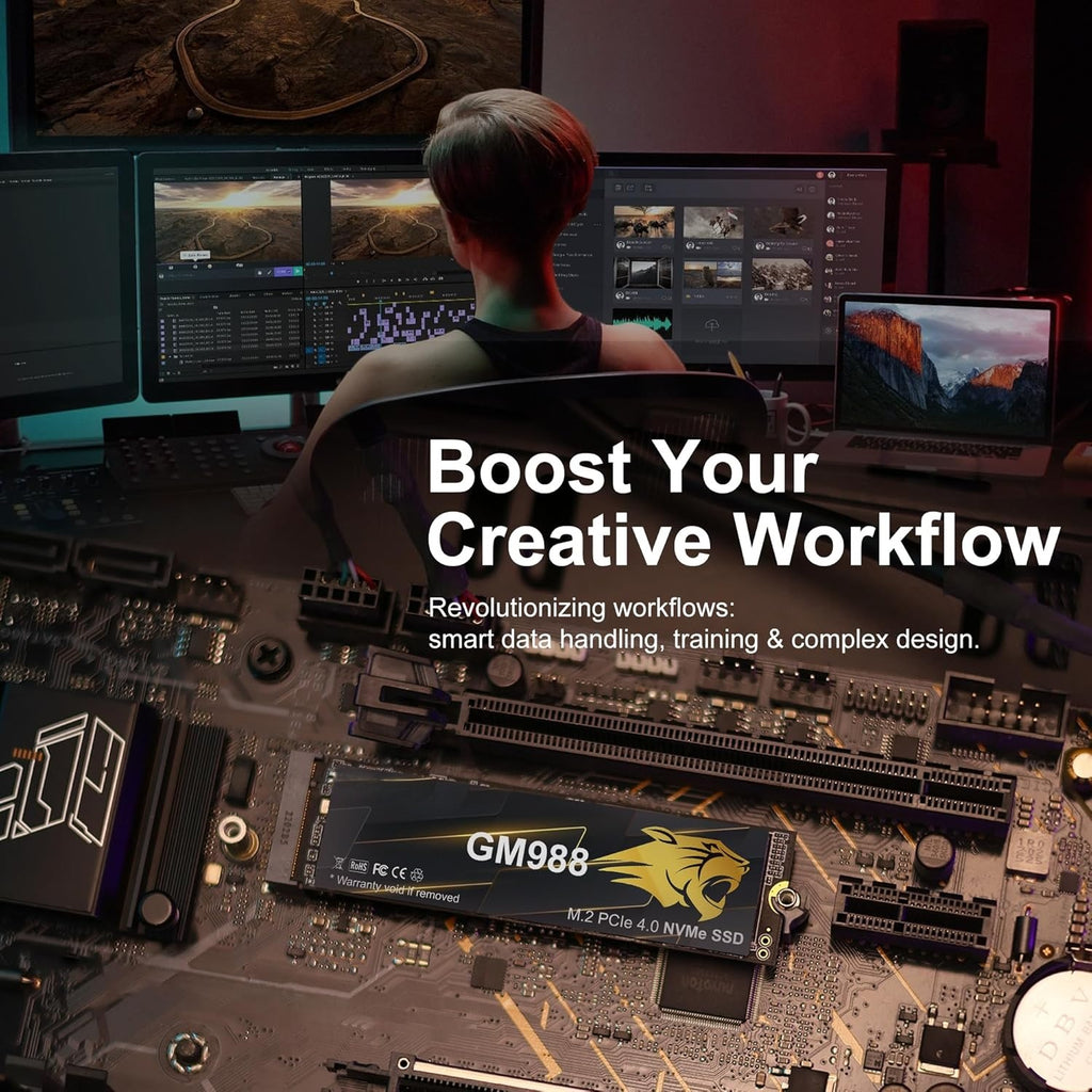 WiiHood M.2 2280 NVMe SSD 512GB Internal PCIe Gen4, Up to 7200MB/s -512GB