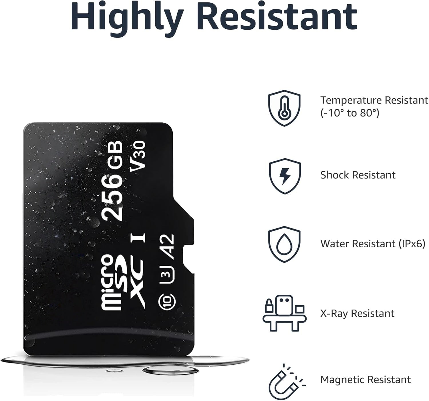 WiiHood microSDXC Memory Card with Full Size Adapter, A2, U3, Read Speed up to 100 MB/s, 256Gb, Black