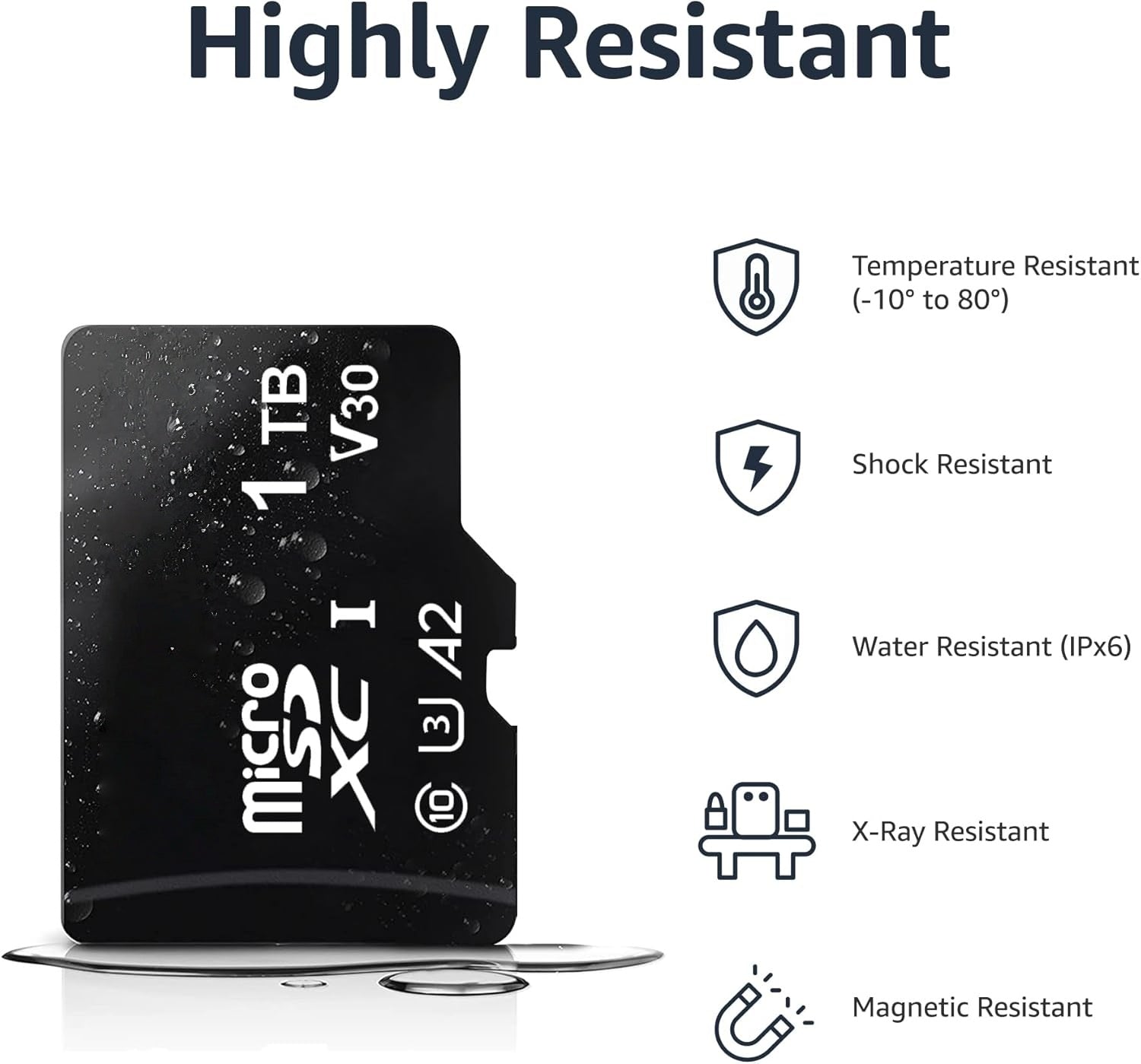 WiiHood MicroSDXC Memory Card with Full Size Adapter, A2, U3, Read Speed up to 100 MB/s, 1 Tb, Black