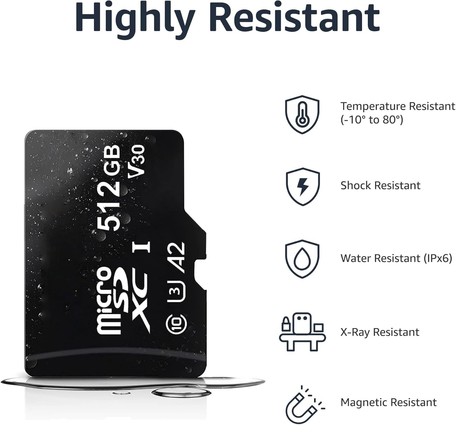 WiiHood microSDXC Memory Card with Full Size Adapter, A2, U3, Read Speed up to 100 MB/s, 512Gb, Black