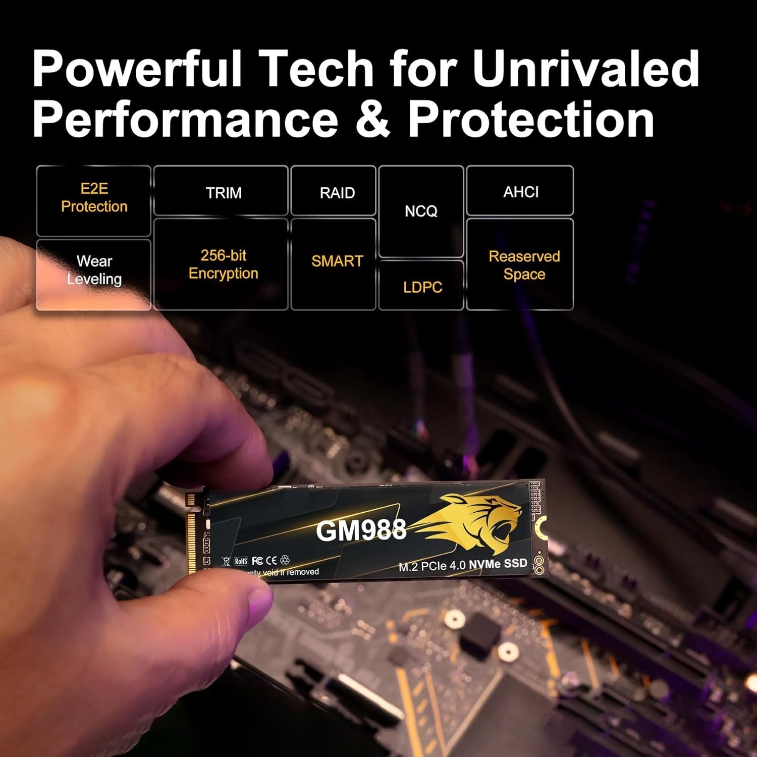 WiiHood M.2 2280 NVMe SSD 512GB Internal PCIe Gen4, Up to 7200MB/s -512GB